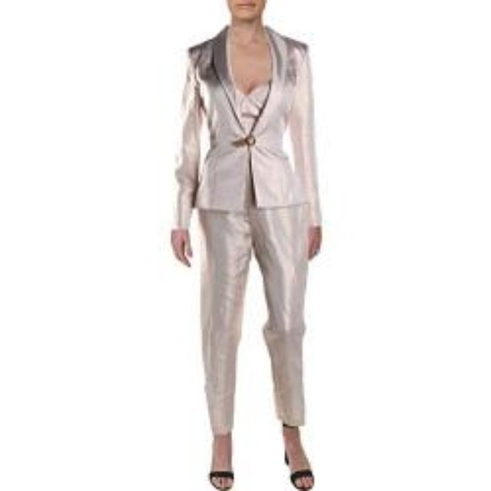 Ieena for Mac Duggal Womens Metallic 2PC Pant Suit